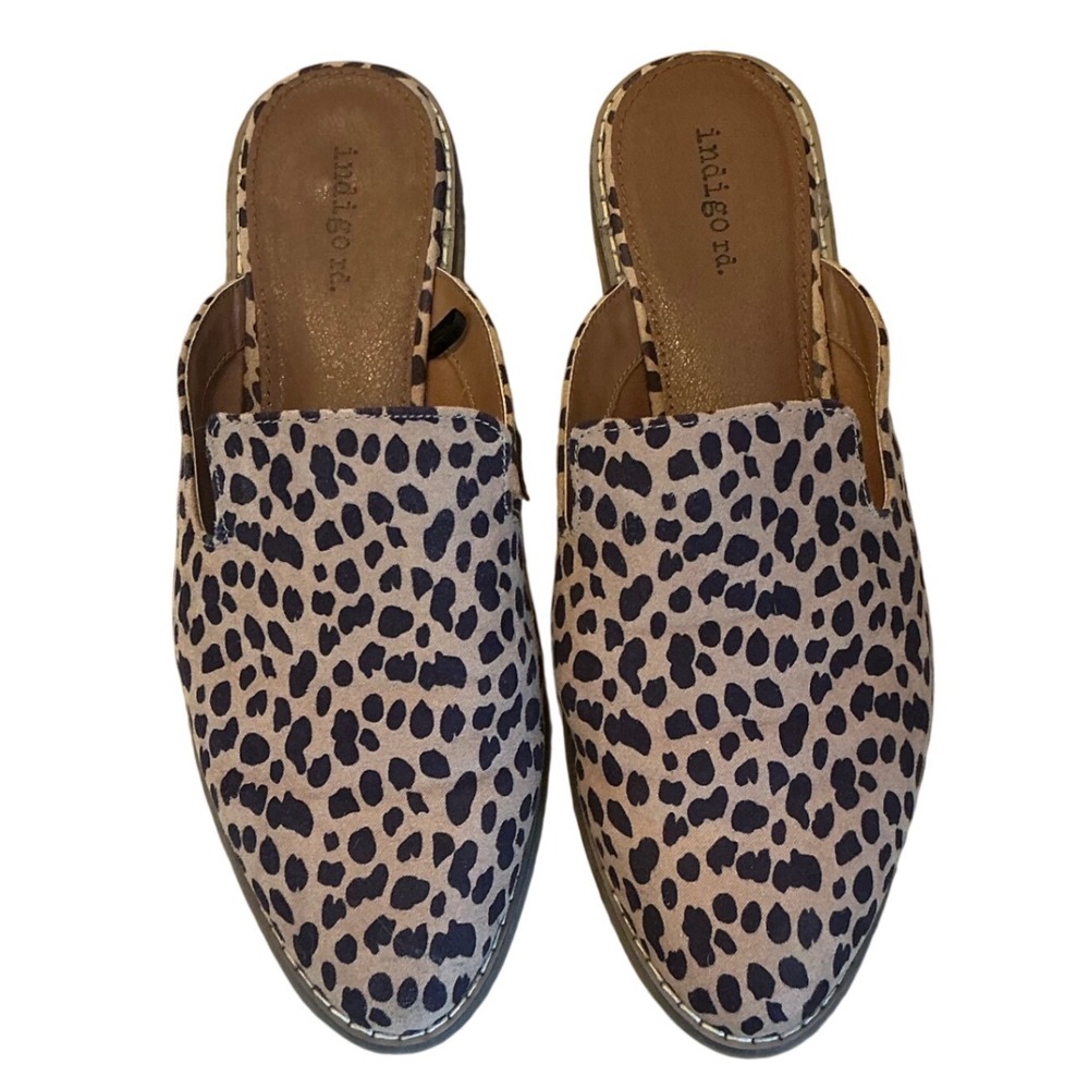 Indigo rd. Women Leopard‎ Print Pointed Toe Mule Loafers Tan Black Size 8M